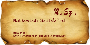 Matkovich Szilárd névjegykártya