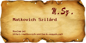 Matkovich Szilárd névjegykártya